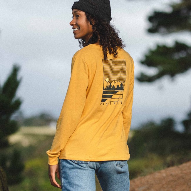 Passenger Exclusive Travel More Recycled Ls T-Shirt Mustard Yellow