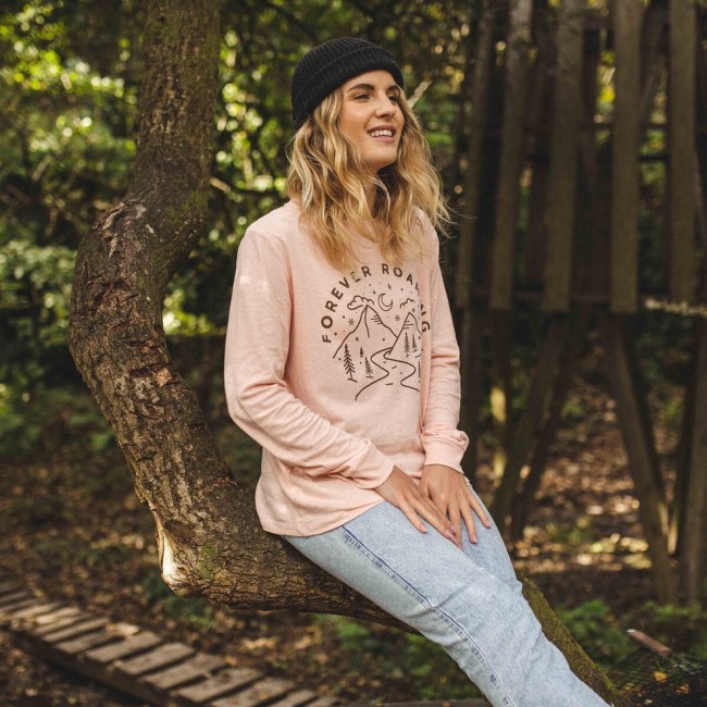 Passenger Exclusive Forever Roaming Hemp Ls T-Shirt Peachy Pink