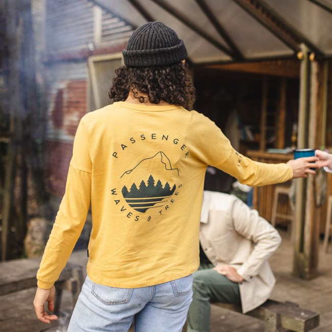 Passenger Exclusive Big Leaf Recycled Ls T-Shirt Mustard Yellow