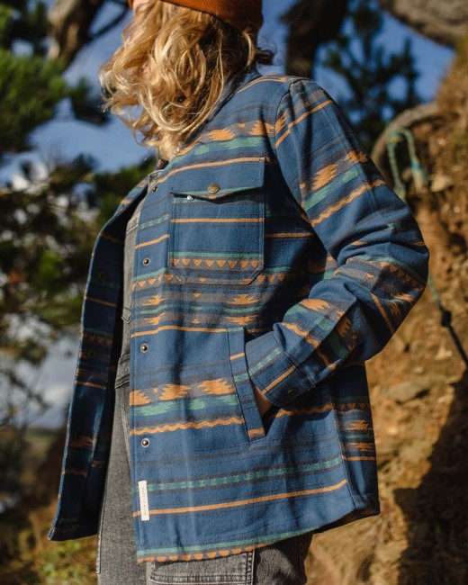 Passenger Exclusive Ontario Overshirt Dark Denim Geo Pattern