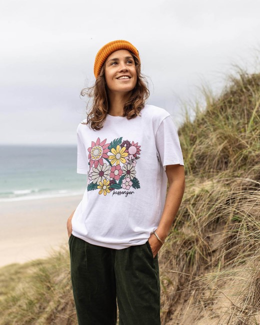 Passenger Exclusive Floral Bloom Recycled Cotton Oversized T-Shirt White