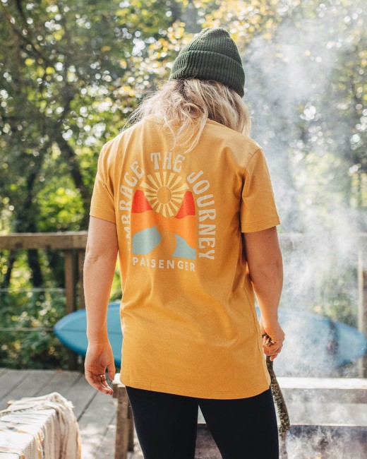 Passenger Exclusive Embrace The Journey Oversized Recycled Cotton T-Shirt Amber Gold