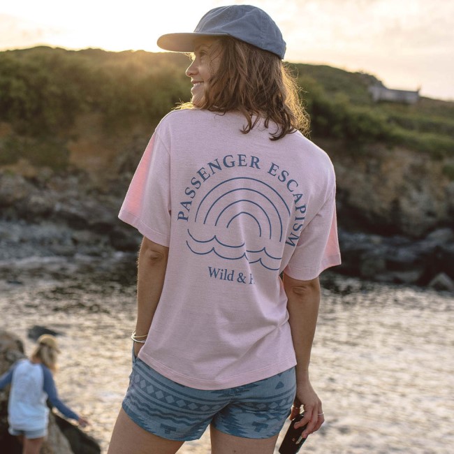 Passenger Exclusive Rainbow Recycled Cotton T-Shirt Peach Whip