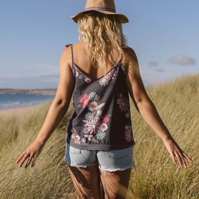 Passenger Exclusive Cascade Cami Black Flower Burst