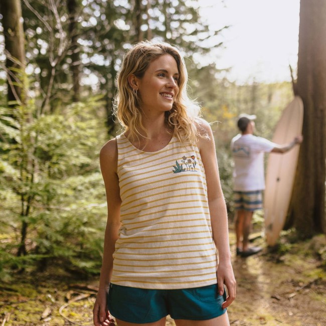 Passenger Exclusive Bloom Hemp Vest Ochre Yellow Stripe