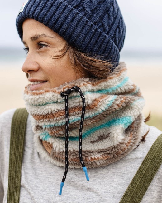 Passenger Exclusive Mulled Recycled Sherpa Fleece Snood Warm Ivory Geo Pattern
