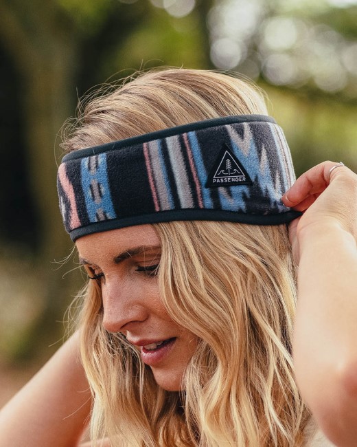 Passenger Exclusive Roamer Recycled Polar Fleece Headband Deep Navy Vintage Geo