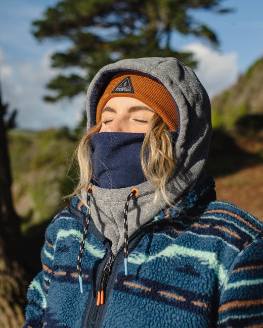 Passenger Exclusive Snowdrift Recycled Polar Fleece Hood Grey Marl