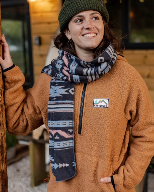 Passenger Exclusive Campfire Recycled Polar Fleece Scarf Deep Navy Vintage Geo